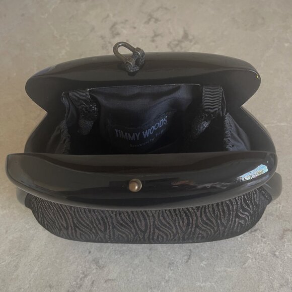 One-Of-A-Kind Black And Gold Timmy Woods Clutch - Picture 2 of 6